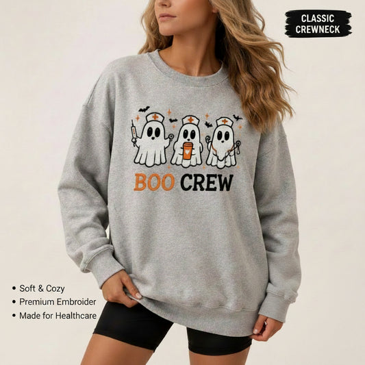 Healthcare Boo Crew Embroidered Sweatshirt and Hoodie