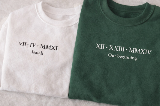 Custom Roman Numeral Date Sweatshirt | Personalized Embroidered Crewneck