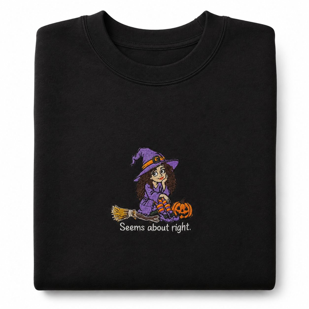 Seems About Right Embroidered Halloween Crewneck