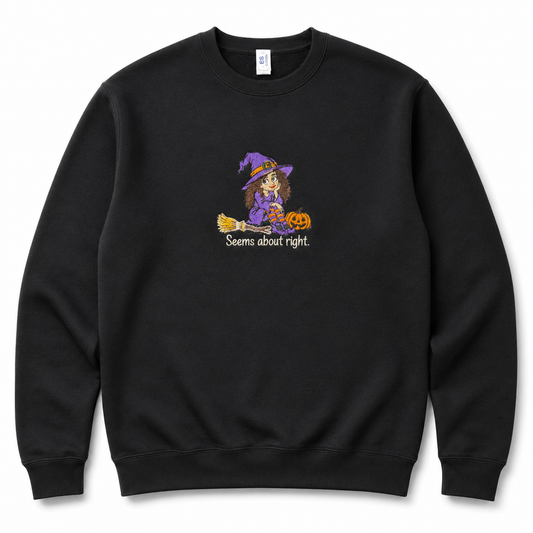 Seems About Right Embroidered Halloween Crewneck