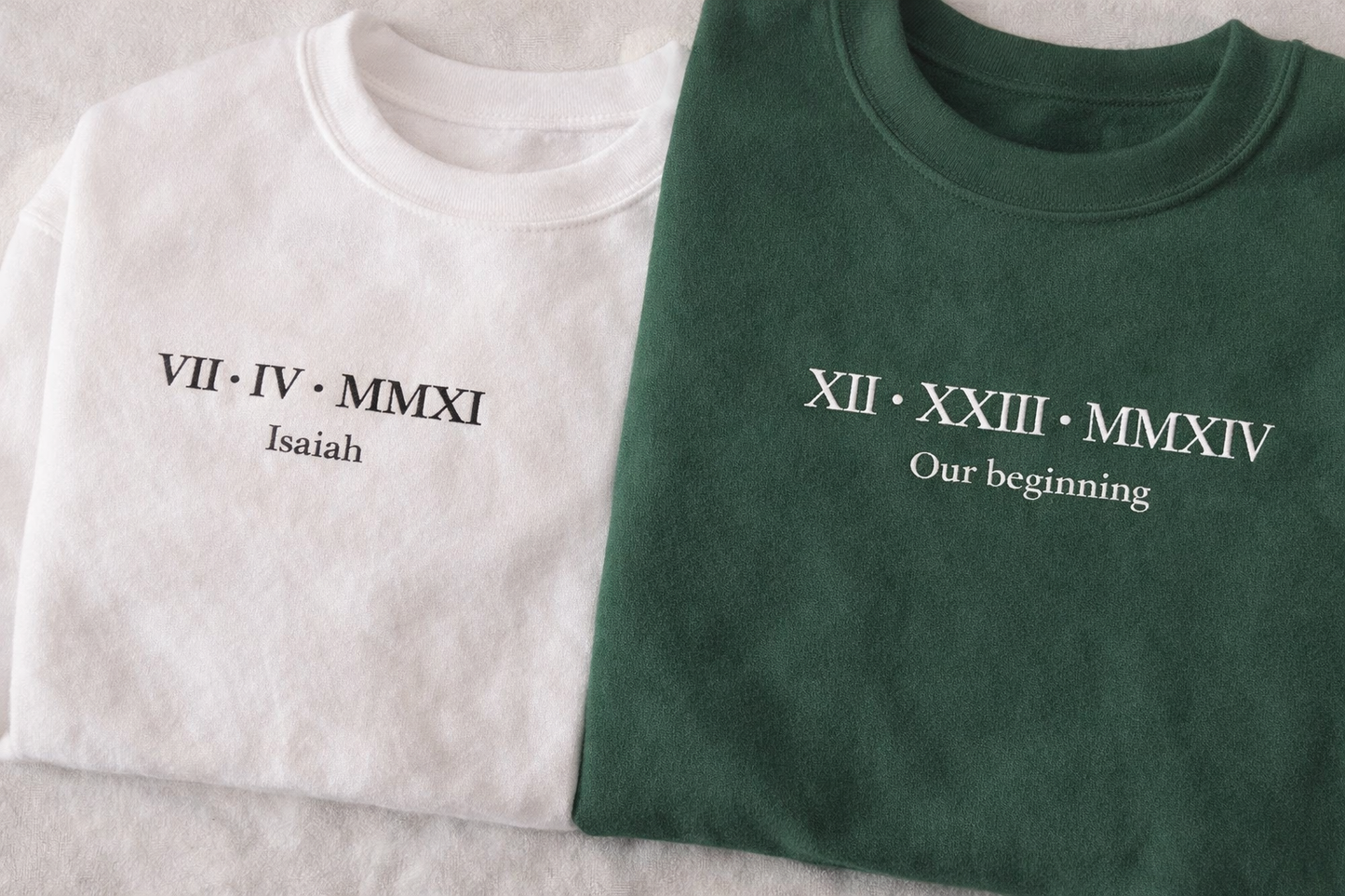 Custom Roman Numeral Date Embroidered Crewneck Sweatshirt