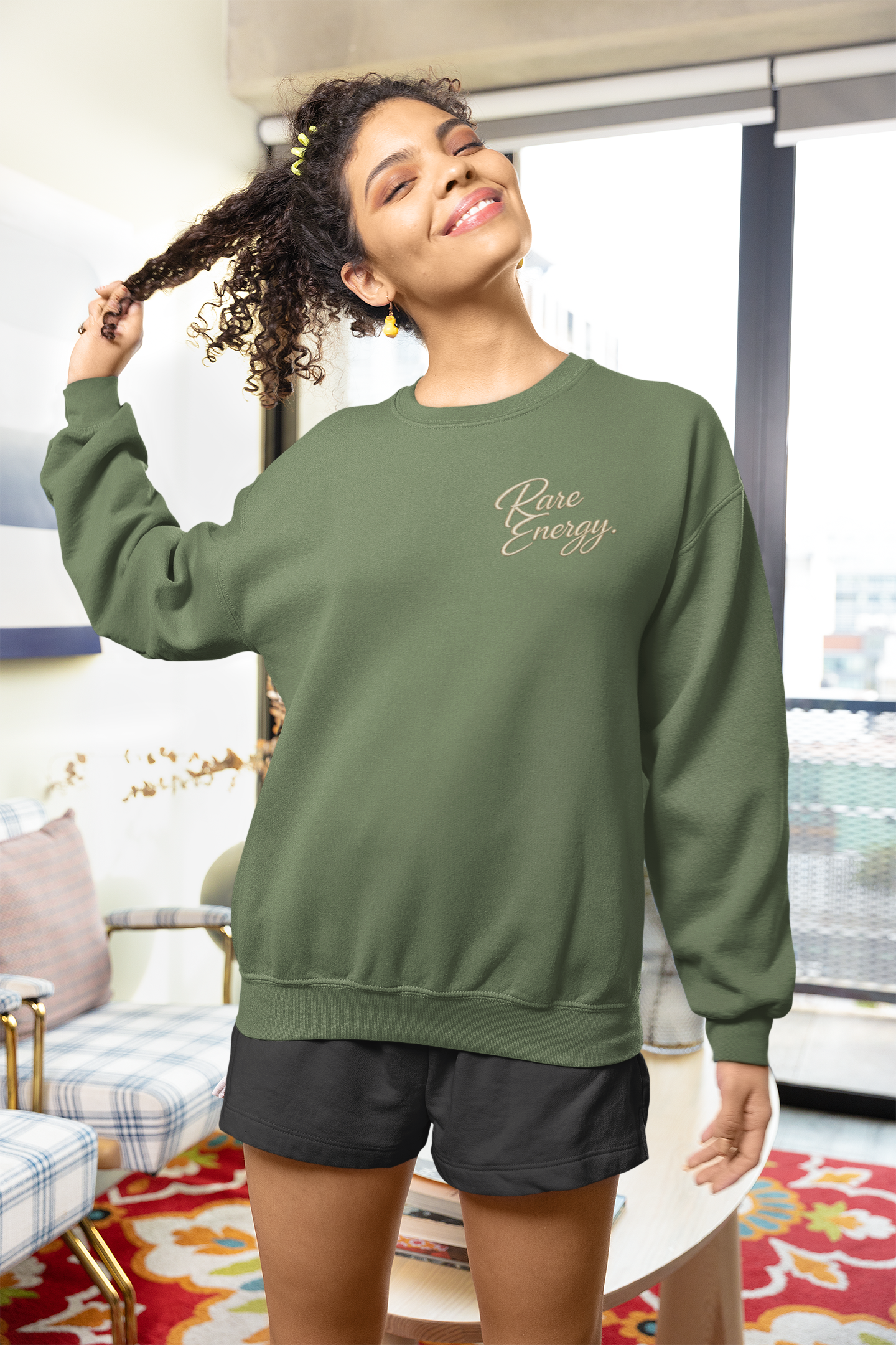 Rare Energy.| Minimalist Statement Embroidered Sweatshirt | Neutral Aesthetic