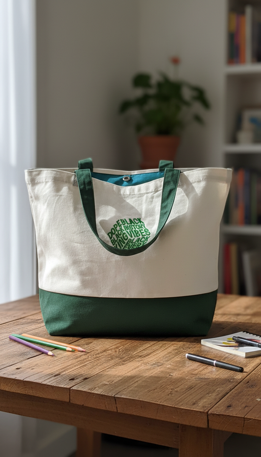 Black History Vibes Embroidered Tote