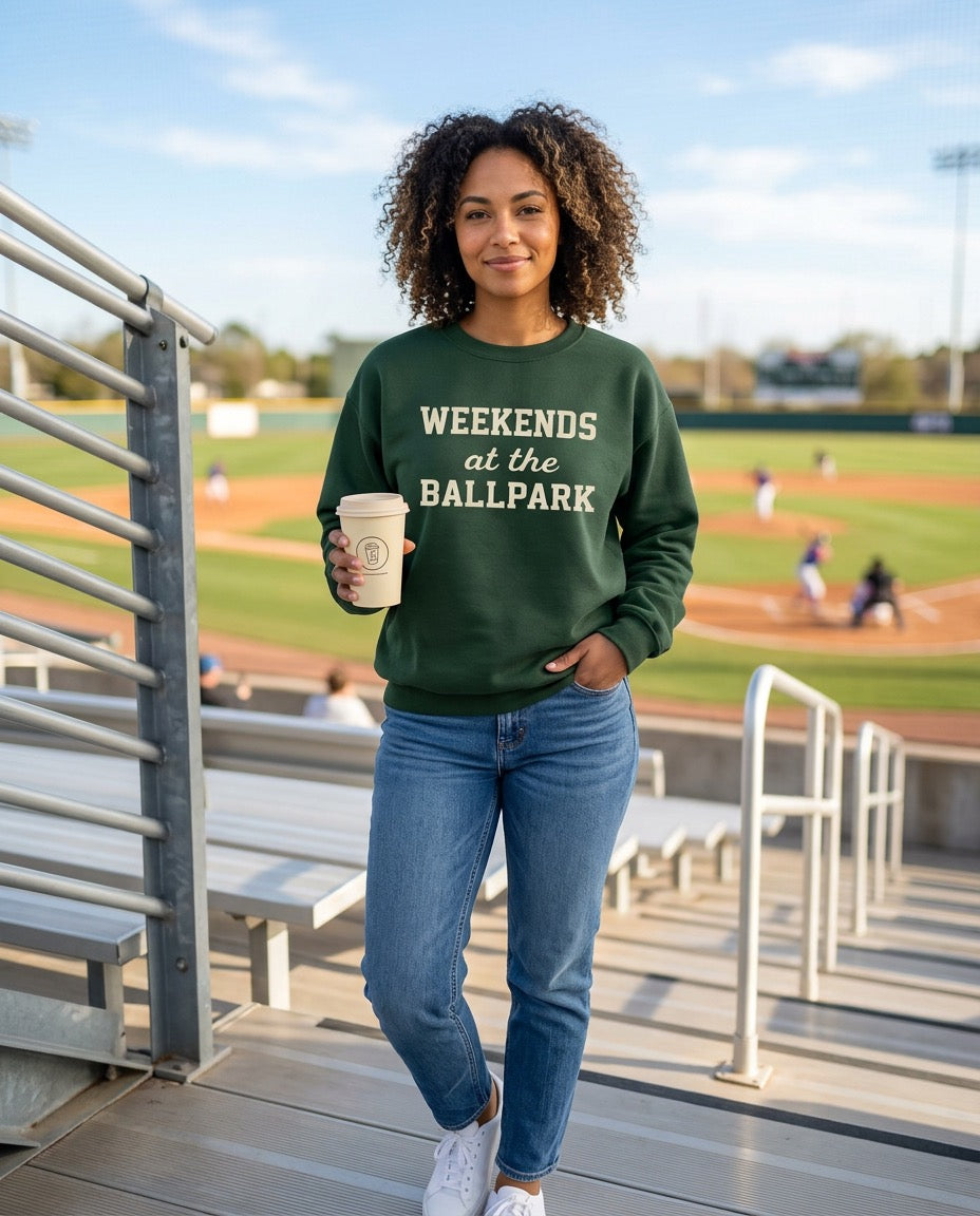 Weekends at the Ballpark Hoodie – Baseball Mom Sweatshirt – Game Day Pullover – Cozy Sports Mom Hoodie – Soft Oversized Baseball Season Crewneck