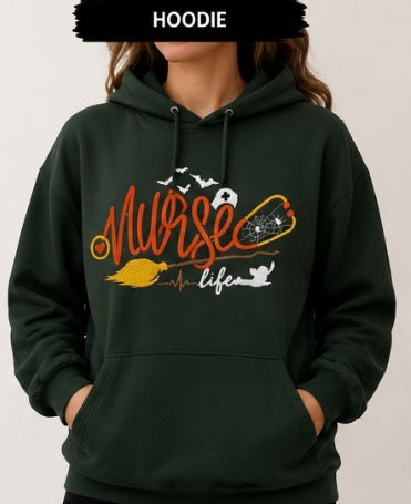 Spooky Nurse Life | Embroidered Halloween Sweatshirt & Hoodie