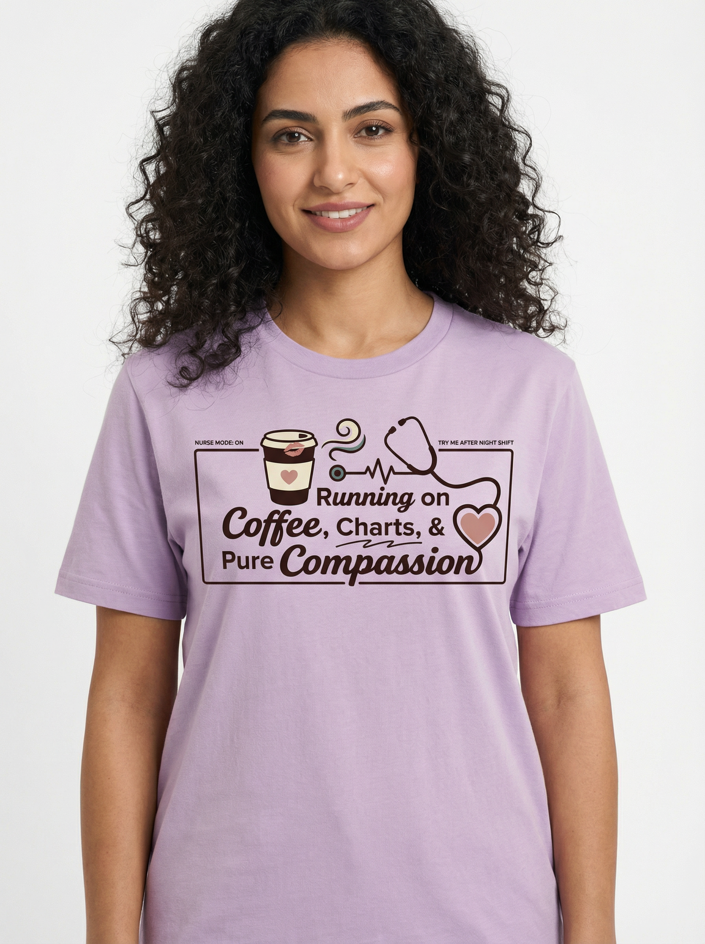 Running on Coffee, Charts & Pure Compassion Shirt | Nurse Shirt | Funny Nurse Tee | Nurse Gift